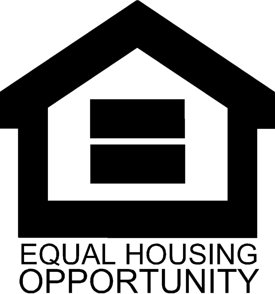 Logo of a black house icon with the text 'EQUAL HOUSING OPPORTUNITY' below, indicating housing compliance.